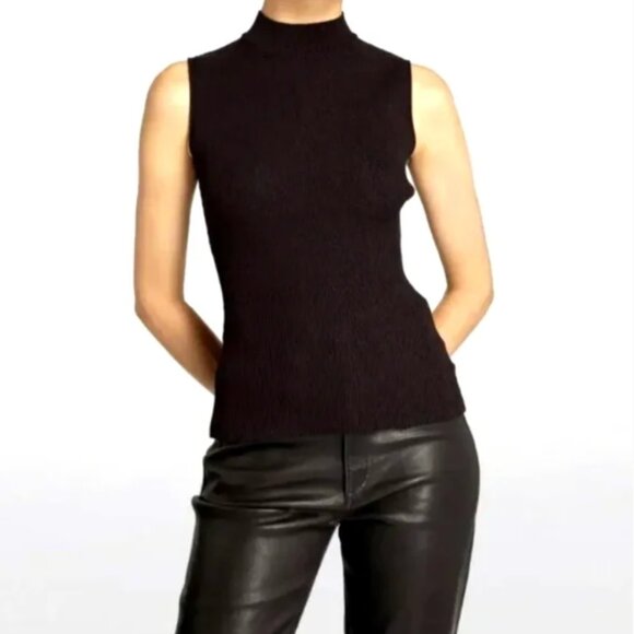 Theory Plaited Lurex Knit Tank Top Size Small NEW Black Shimmer Compact Crepe - Picture 1 of 8